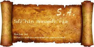 Sáhin Annamária névjegykártya